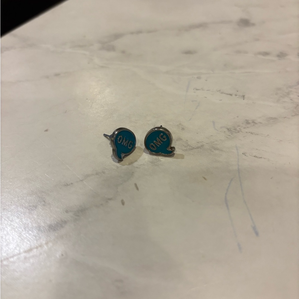 Silver and Blue Speech Bubble Earrings